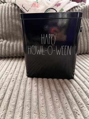 Rae Dunn - Happy Howl-O-Ween Black Halloween Tin Canister